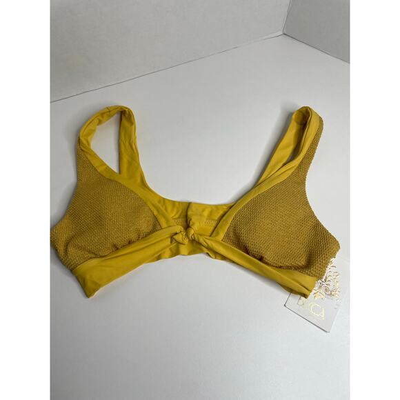 NEW Becca Womens Bikini Top Size Small Yellow Golden Sparkle - Picture 1 of 6